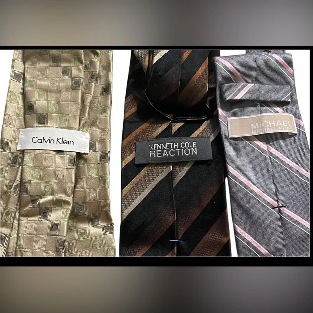 LOT OF 3 SILK NECK TIES KENNETH COLE REACTION / CALVIN KLEIN/ MICHAEL KORS MENS